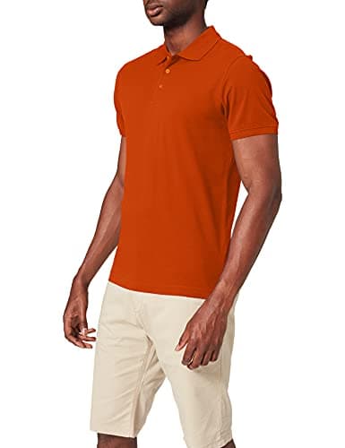 Image of Clique Men's Classic Lincoln Polo Regular Fit Plain Polo Short Sleeve Polo Shirt, Orange, X-Large
