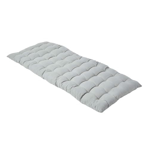 Image of HOMESCAPES Light Grey Garden Bench Cushion 2 Seater Seat Pad for Patio Furniture Kitchen or Dining Bench Indoor & Outdoor Use Comfortable 100% Cotton Modern Tufted Style Thick Cushion 108cm Wide