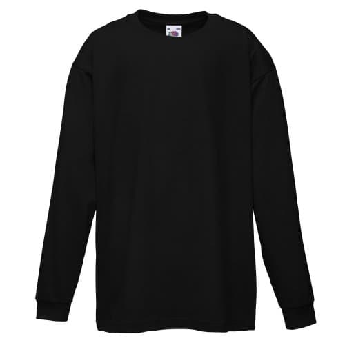 Image of Fruit of the Loom Valueweight Children's Long-Sleeve T-Shirt Choice of Colours - Black - 152