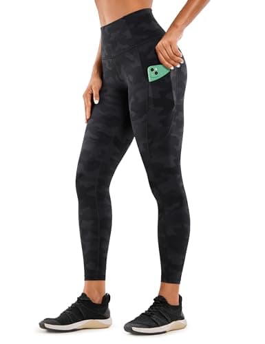 Image of CRZ YOGA Women's Naked Feeling Gym Leggings Squat Proof High Waist Yoga Pants Sports Tights with Pockets - 25 Inches Dark Grey Camouflage - R427 12