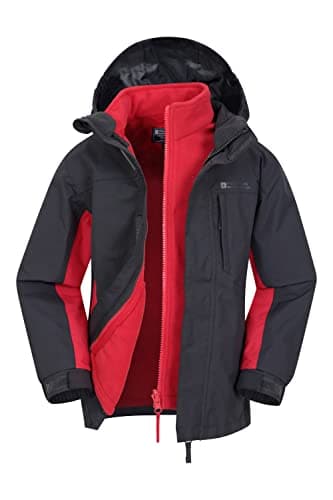 Image of Mountain Warehouse Cannonball Kids 3 in 1 Waterproof Jacket - Breathable Triclimate Rain Jacket, Taped Seams Kids Coat, Detachable Hood - Kids Coat for Walking Grey (01) Teen Size 13 Years