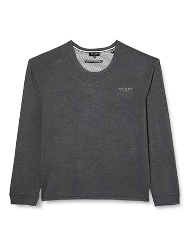 Image of Ted Baker Mens Supersoft Jersey Long Sleeve Top T-Shirt, Dark Grey Marl, S UK