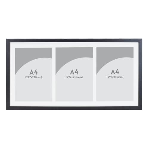 Image of Boldon Framing Photo Frames Multiple Pictures Black Collage Photo Frame for 3 A4 photos or certificates - Graduation Multi Picture Frames for Wall Hanging - Neatly Display Lots of Photos In one frame