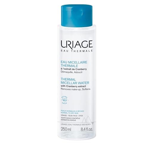 Image of Uriage Thermal Micellar Water for Normal to Dry Skin 250ml - Face & Eyes - 3-in-1: Cleanses, Removes Makeup, Even Waterproof & Hydrates - No rinse - Floral Scent - 96% Ingredients of Natural Origin