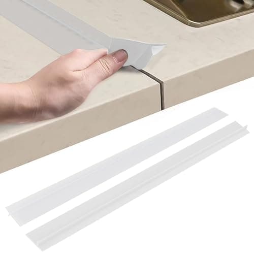 Image of Inscrip 2Pcs Silicone Stove Counter Gap Cover, Gap Filler Worktop Joining Strip, Worktop Sealing Tape, Counter Edging Strip for Gas Electric Cookers, Stovetops, Oven, Gas Cooker (Transparent, 25 inch)