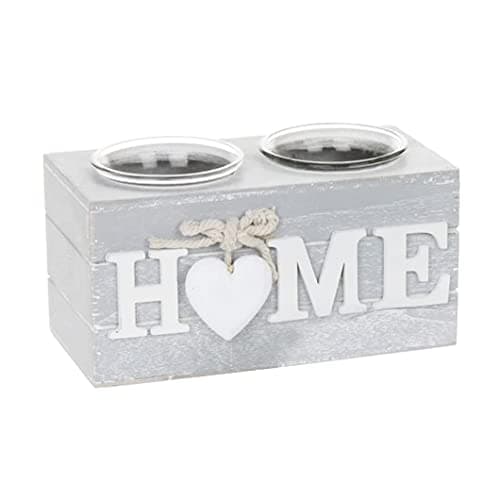 Image of Double Tealight Holder Grey Provence Heart Double Tealight Holder Home Love Candleholders HTUK® (Home)