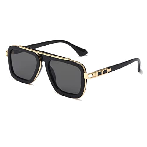 Image of Long Keeper Retro Square Sunglasses for Men Women Classic Pilot Sunglasses Vintage Style Metal Square Frames Anti UV400 Sun Glasses Unisex