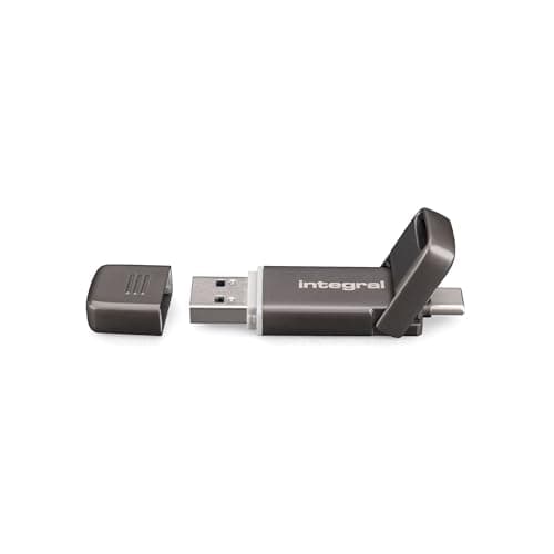 Image of Integral USSD 128GB SlimXpress Dual USB 3.2 Gen 2x1 Flash Drive, Dual Type-C & Type-A Ports, Portable SSD, Read up to 550 MB/s & Write up to 500 MB/s. Slim, Durable Metal Design for On-the-Go Storage