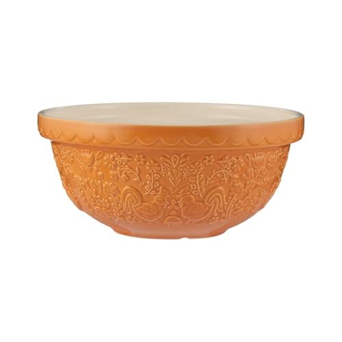 Image of Mason Cash Home to Roost Mixing Bowl | 24cm Earthenware Bowl with Embossed Hen & Cockerel Design | Classic Bakeware for Dough, Pastry & Cake Mixing | Dishwasher & Freezer Safe