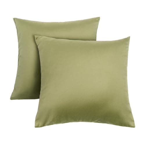 Image of OHS Cushion Covers 45 x 45 Set of 2, Super Soft Matte Velvet Cushion Covers Decorative Square Throw Pillow Cover with Invisible Zipper Home Decoration for Sofa Bedroom Living Room, Olive Green