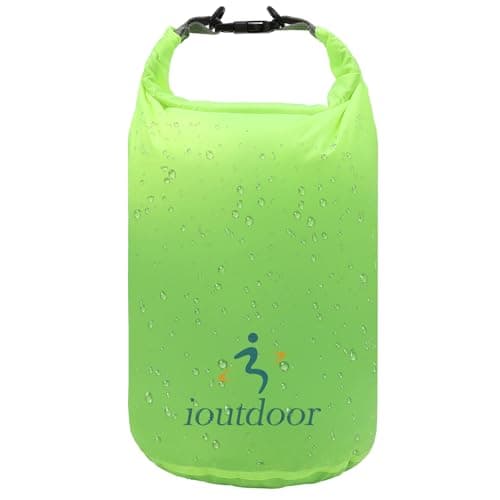 Image of ioutdoor Waterproof Dry Bags Lightweight 2L/5L/10L/20L Keep Dry Clean, Dry Compression Sacks Small Large for Kayaking, Hiking, Swimming, Camping, Canoeing, Boating, Fishing (Green, 10L)