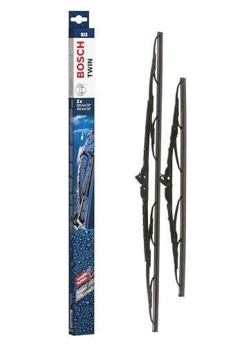Image of Bosch Twin 612 - Front Windscreen Wipers - Set of 2 Replacement Blades - Comes with Pre-assembled Quick-Clip Adapter - 2 Blades, 600mm/400mm