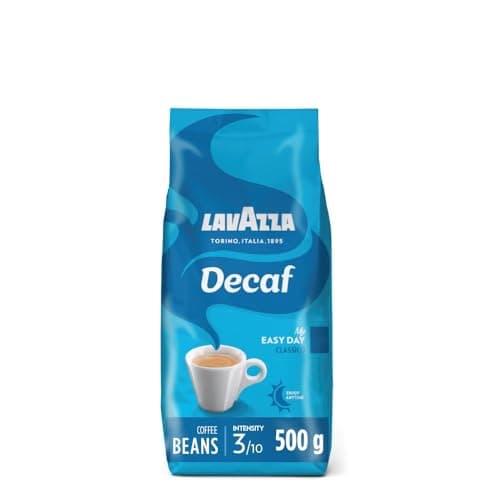 Image of Lavazza, Caffè Decaffeinato, Coffee Beans, Aromatic Notes of Dried Fruits, Arabica and Robusta, Intensity 3/10, Medium Roasting, 500g (Packaging May Vary)