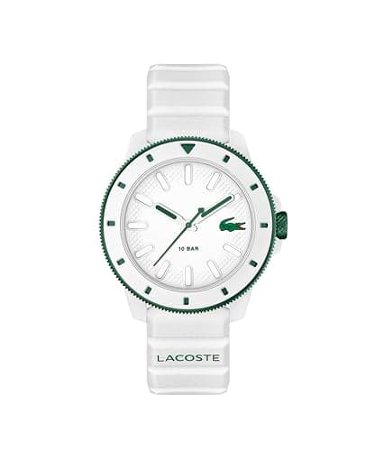 Image of Lacoste Three Hand Quartz Movement Watch for Men LACOSTE.12.12 Scuba Collection with White Silicone Bracelet - 2011415