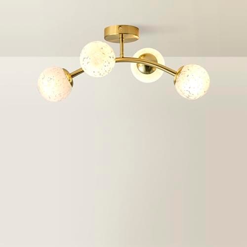 Image of ValueLights | Jas Gold 4 Way Ceiling Light with White Confetti Glass Globe Shades | Ceiling Lights, Home Décor & Improvement Essential | Mains Wired