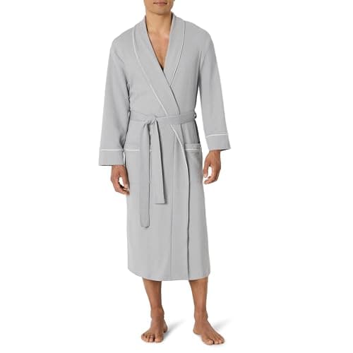 Image of Amazon Essentials Men's Lightweight Waffle Bathrobe (Available in Big & Tall), Light Grey, XL-XXL