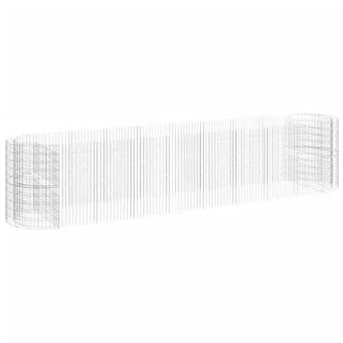 Image of vidaXL Gabion Raised Bed - Sturdy Galvanised Iron Structure, Weather-, Perfect for Garden and Patio Projects - Silver, 500x100x100 cm