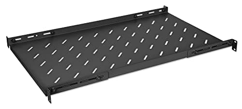Image of Intellinet 714716 Shelf 19 Inch Fixed with Adjustable Depth from 750 to 950 mm 1U Black Black