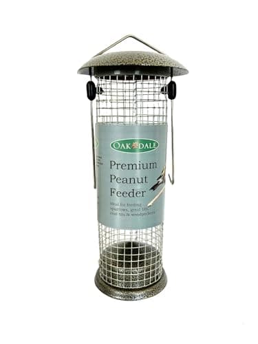 Image of Oakdale Premium Metal Peanut Bird Feeder | Heavy Duty Hanging Wild Bird Feeder | Easy Fill & Clean | Attracts Woodpeckers & Nuthatches | Bird Feeders Hanging Station Garden UK