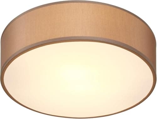 Image of MONZANA® Flush Ceiling Light, Taupe Fabric 30cm for 1x E27 Bulb Socket for LED Bulbs max. 40w, Suitable for Living Room, Kitchen, Bedroom, Home Office, Hallways, Kids Room Ceiling Flush Light