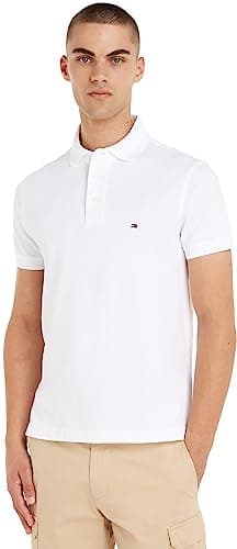 Image of Tommy Hilfiger Men’s Short Sleeve 1985 Slim Fit Polo Shirt, White (White), L