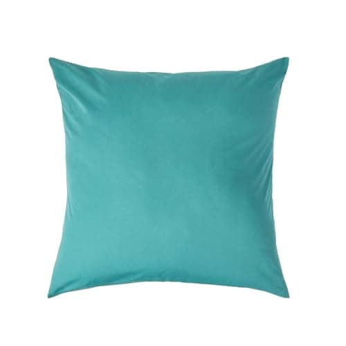 Image of HOMESCAPES Teal Pure Egyptian Cotton Euro Size Pillowcase 80 x 80 cm 200 TC 400 Thread Count Percale Equivalent Large Square Pillow Case with Zip