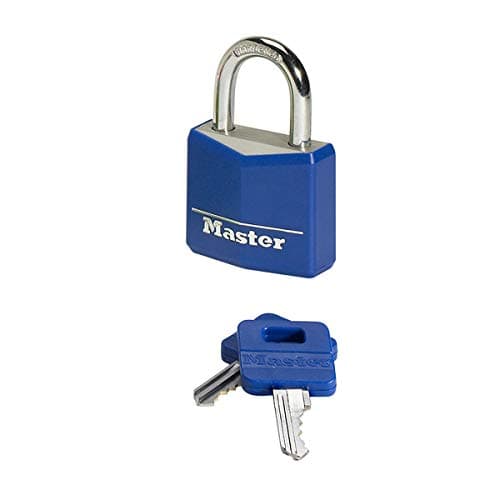 Image of Master Lock 9140EURDBLK Key Padlock in Aluminium with Vinyl Cover, Random Color, 4 x 5,9 x 1,3 cm