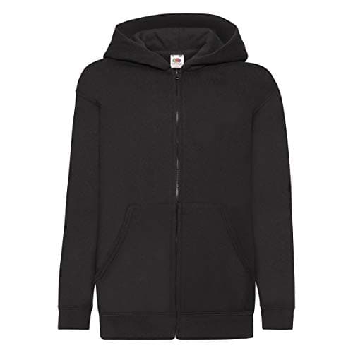 Image of Fruit Of The Loom 62045 Kids Classic Hooded Sweat Jacket - Black - 14-15 Years