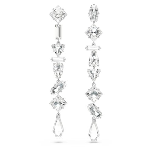 Image of Swarovski Mesmera Drop Earrings, White Mixed-Cut Crystals in a Rhodium Plated Setting, from the Mesmera Collection