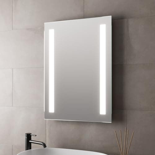 Image of Artis® 500 x 700mm Bathroom Mirror with LED Lights Wall Mounted Illuminated Light Vanity Mirrors for Bathrooms, Battery Operated, Switch