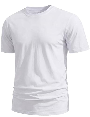 Image of TACVASEN Mens Tops Casual Short Sleeved Shirts for Men UK Crew Neck Plain T Shirts Lightweight Quick Dry T Shirt for Summer White L