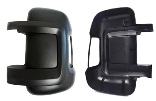 Image of Fit Fiat Ducato Peugeot Boxer Citroen Relay 2006-2024 Vauxhall Movano 2019-2025 Short Arm Wing Door Mirror Casing Cover Black (Fiat Ducato 2006-2024, Left Hand Passenger Side)