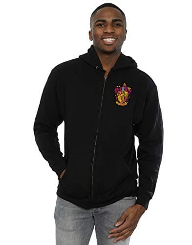 Image of Harry Potter Men's Gryffindor Crest Breast Print Zip Up Hoodie Black XXXX-Large