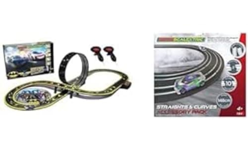 Image of Micro Scalextric Sets for Kids Age 4+ - Batman vs Joker Set, Battery Powered Electric Racing Track Set, Slot Car Race Tracks - Includes 1x Race Set & 1x Track Extension Pack - Straights & Curves