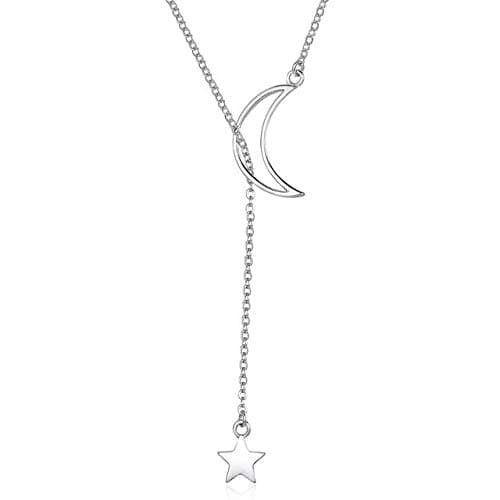 Image of Designer 925 Sterling Silver & Rose Gold Moon & Star Pendant Necklaces For Women S925 Jewelry Lover Birthday Gift