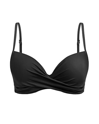 Image of Aqua Eve Women Underwire Bikini Top Only - 2025 Push Up Swim Top Padded Bra Swimsuit, Black, XS