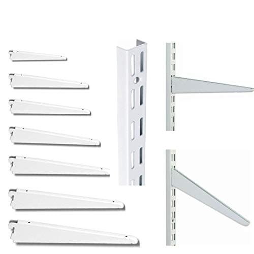 Image of MSF Twin Slot Shelving WHITE Uprights, Brackets Adjustable Strong Rack Wall Shelf Pack OF (1, 2, 10) (1, BRACKET 270MM OR 27CM)