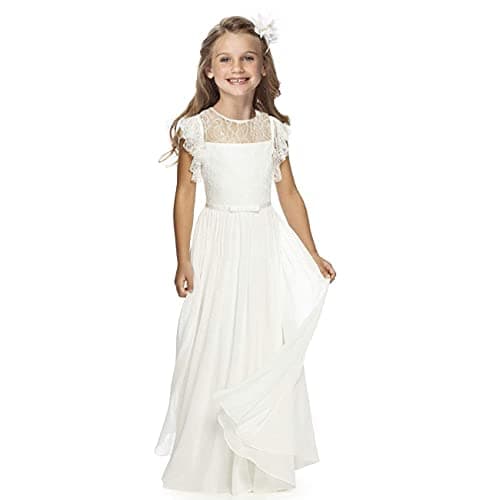 Image of Aibaowedding Fancy Flower Girl Dress Girls Holy Communion Dresses for Wedding Pageant 2-13 Year Old(Ivory,8-9Y)