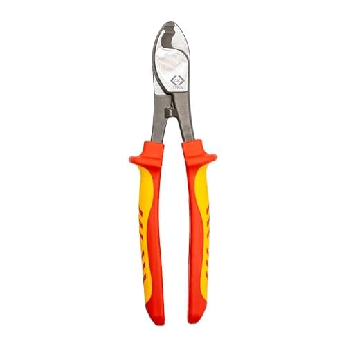 Image of C.K Tools VDE Cable Cutter 210mm, Insulated Electricians Cable Shears for Copper and Aluminium Wire, 1000V Rated EN 60900, Shearing Cut, 11mm Capacity, Ergonomic Handles, Lanyard Ready, CK T3973A 210