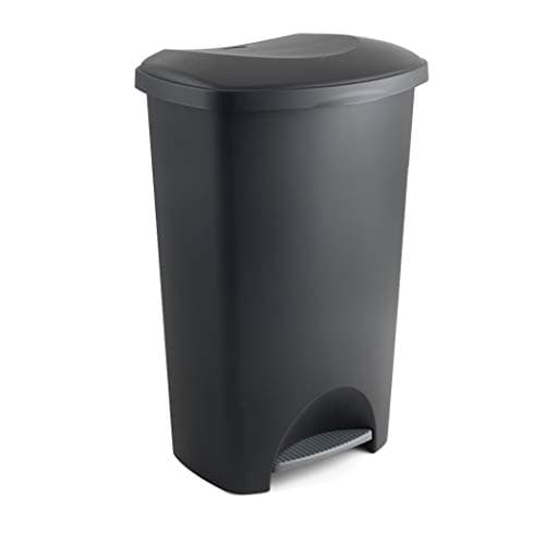 Image of Addis Plastic Family Kitchen Utility Bin, 50 Litre, New Black with Silver Pedal