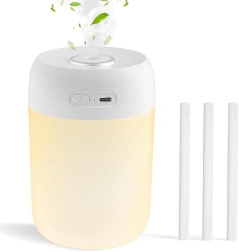 Image of kissleaf Mini Cool Mist Air Humidifier for Bedroom with Night Light Top-Fill Quiet Operation Auto Shut-Off for Baby Nursery Office Desk Home Plants Light White
