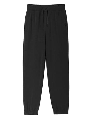 Image of Haloumoning Boys' Regular Fit Lightweight Jogging Bottoms, Solid Color Sports Trousers, Casual Leisure Pants with Elastic Waistband and Pockets, Black, 13-14 Years