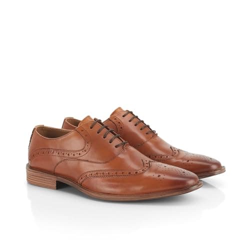 Image of Catesby SC18231 Premium Leather Mens Shoes Brogue Formal Wedding Extra Padded Shoes for Men, UK, Tan 12
