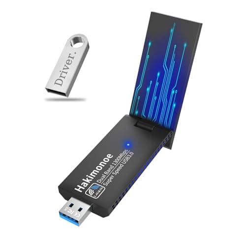 Image of Hakimonoe AC1300 USB 3.0 WiFi Adapter for PC, Super-Fast Wireless Network Card Dongle High Gain 5dBi Antenna Dual Band 2.4G/5GHz w/USB Driver for Win 11 10 8.1 8 7 Laptop Desktop, Plug n Play