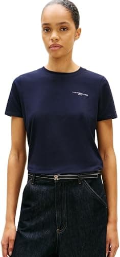 Image of Tommy Hilfiger Women’s Short Sleeve T-Shirt 1985 Crew Neck, Blue (Nos Desert Sky), M