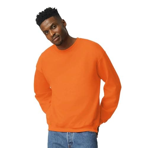 Image of Gildan Men's Fleece Crewneck Sweatshirt, Style G18000, Safety Orange, XL