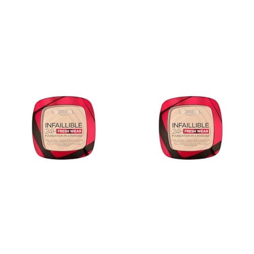 Image of L'Oréal Paris Infallible 24H Fresh Wear Foundation in a Powder, Full-coverage, Longwear, Weightless Smooth Finish, Water-proof and Transfer-proof, 20 Ivory (Pack of 2)