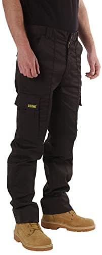 Image of SITE KING Mens Cargo Combat Work Trousers Sizes 28 to 56 with Button & Zip Fly (34 Waist / 33) Black