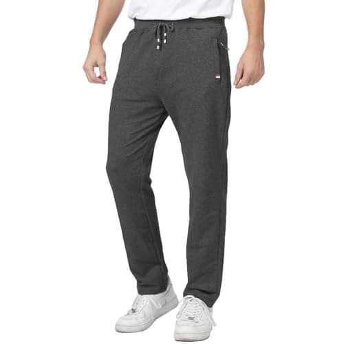 Image of JustSun Tracksuit Bottoms Men Joggers UK Jogging Bottoms with Zip Pockets Track Suit Gym Sports Trousers Darkgrey M