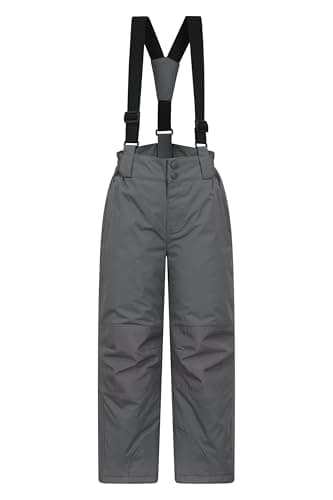 Image of Mountain Warehouse Raptor Kids Snow Pants - Snowproof Boys Ski Trousers, Detachable Braces Bottoms - Ideal for Winter Skiing Holidays & Snowboarding Medium Grey Kids Size 3-4 Years
